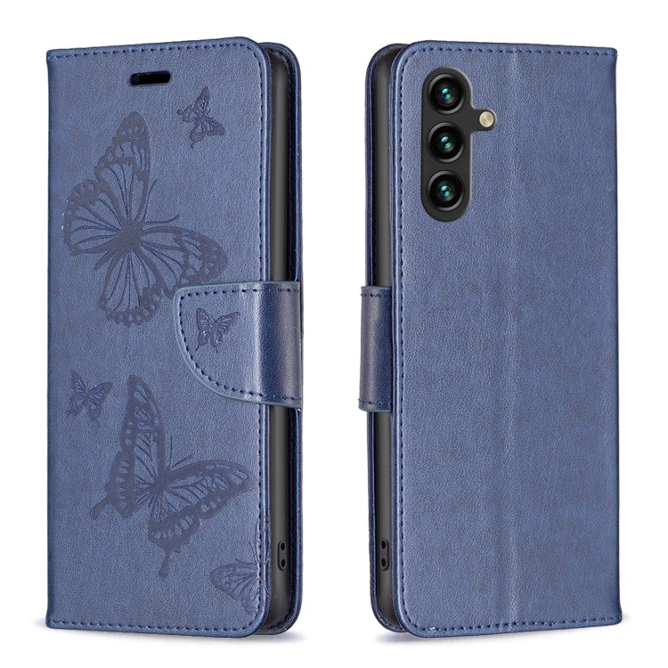 Embossing Two Butterflies Pattern Leather Case
