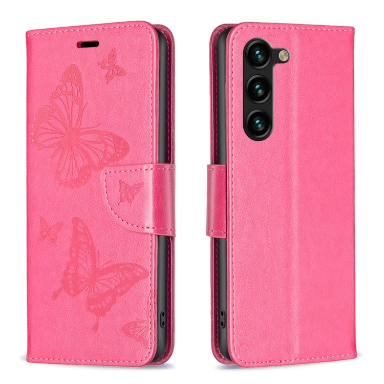 Embossing Two Butterflies Pattern Leather Case