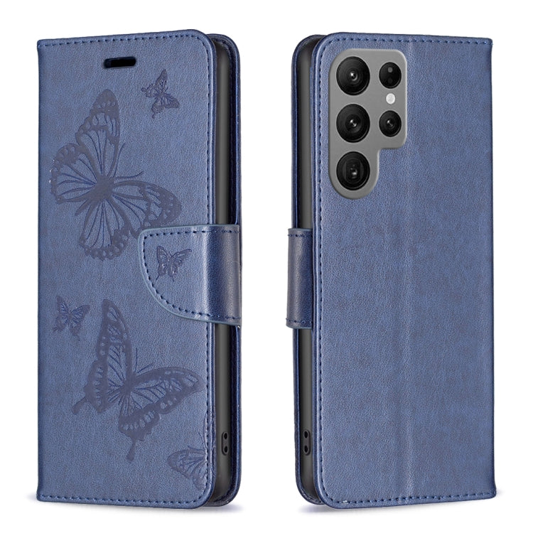Embossing Two Butterflies Pattern Leather Case