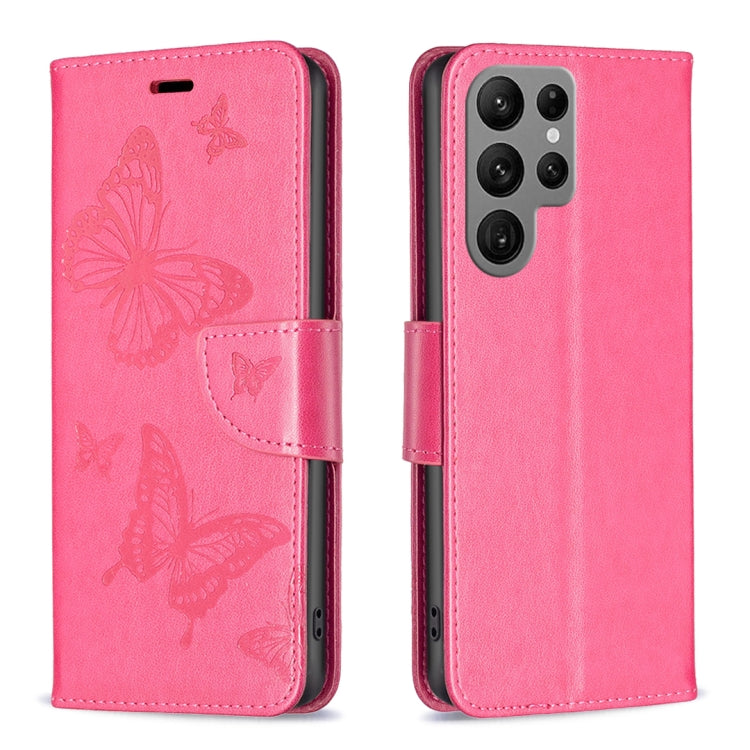 Embossing Two Butterflies Pattern Leather Case