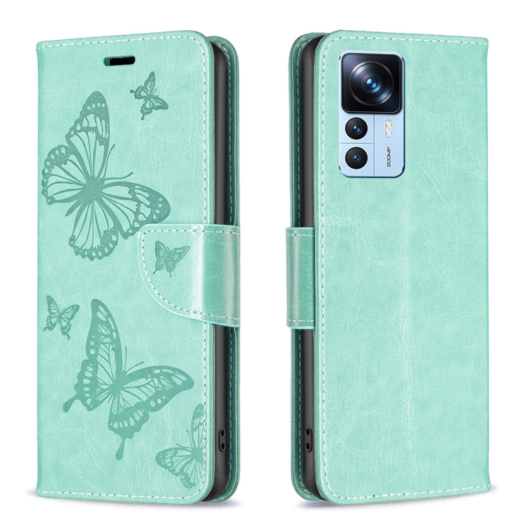 Embossing Two Butterflies Pattern Leather Case