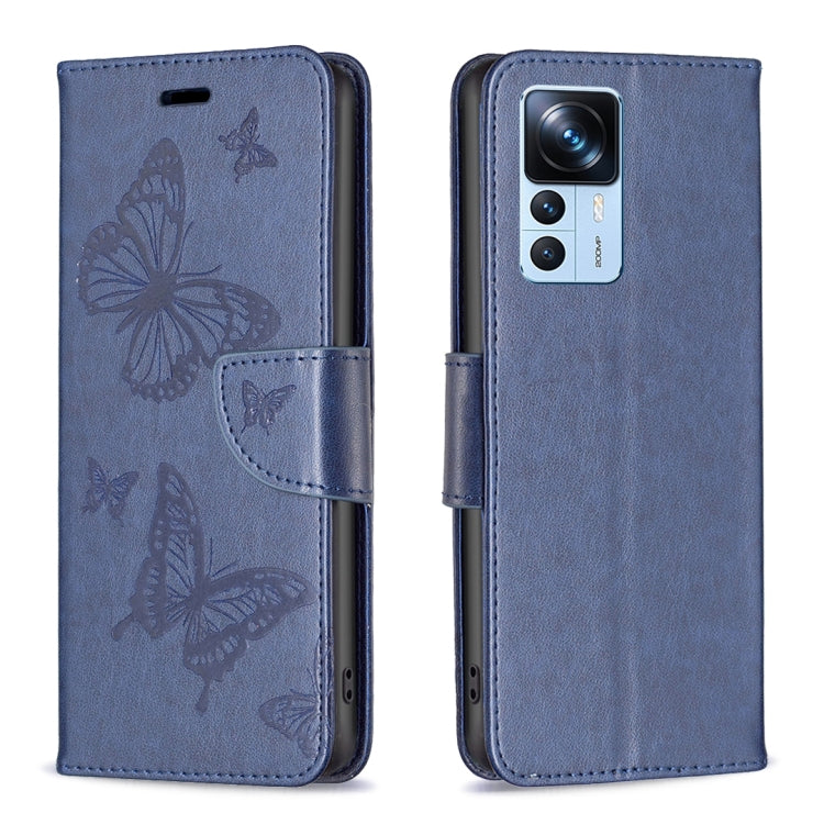 Embossing Two Butterflies Pattern Leather Case