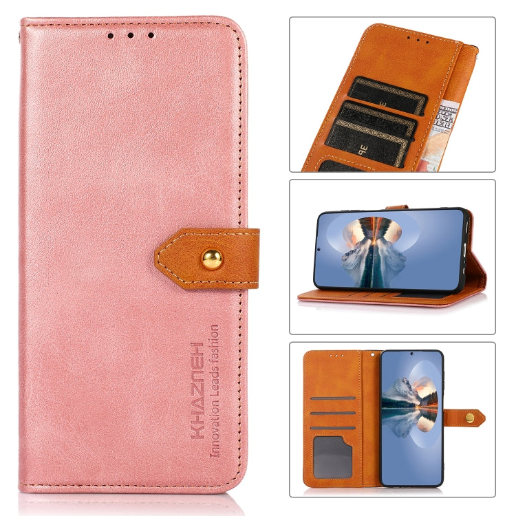 KHAZNEH Dual-color Cowhide Texture Flip Leather Phone Case, For Samsung Galaxy A14 5G