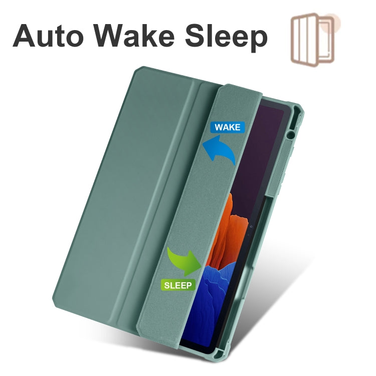 Acrylic 3-folding Smart Leather Tablet Case, For Samsung Galaxy Tab S7, For Samsung Galaxy Tab S7+, For Samsung Galaxy Tab S6 Lite