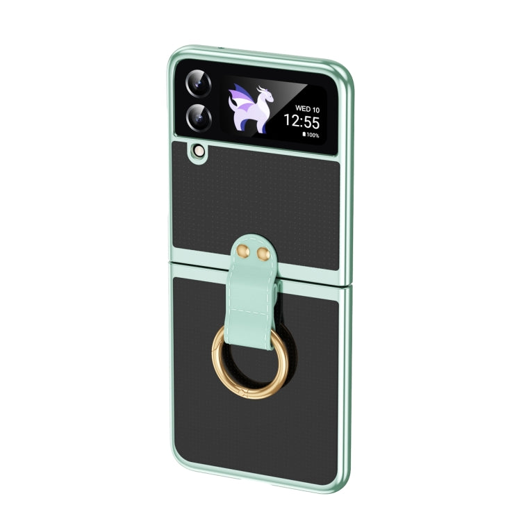 Electroplating Transparent Phone Case with Ring, For Samsung Galaxy Z Flip4 5G, For Samsung Galaxy Z Flip3 5G