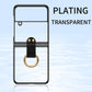 Electroplating Transparent Phone Case with Ring, For Samsung Galaxy Z Flip4 5G, For Samsung Galaxy Z Flip3 5G
