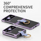 Electroplating Transparent Phone Case with Ring, For Samsung Galaxy Z Flip4 5G, For Samsung Galaxy Z Flip3 5G