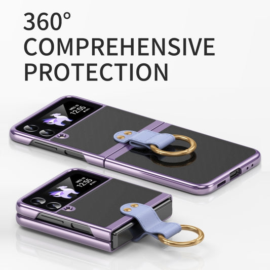 Electroplating Transparent Phone Case with Ring, For Samsung Galaxy Z Flip4 5G, For Samsung Galaxy Z Flip3 5G