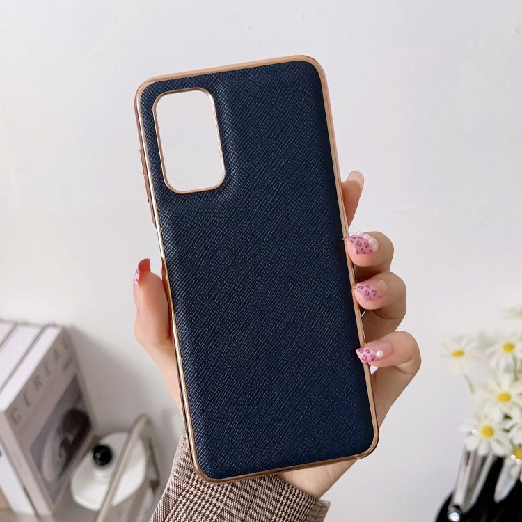 Nano Electroplating Cross Texture Genuine Leather Phone Case, For Samsung Galaxy A23 5G / 4G, For Samsung Galaxy A33 5G, For Samsung Galaxy A53 5G, For Samsung Galaxy A73 5G