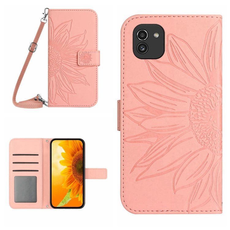 Skin Feel Sun Flower Pattern Flip Leather Phone Case, For Samsung Galaxy A01, For Samsung Galaxy A02S/F02S 164.3mm, For Samsung Galaxy A02 EU Edition/M02, For Samsung Galaxy A03 164mm