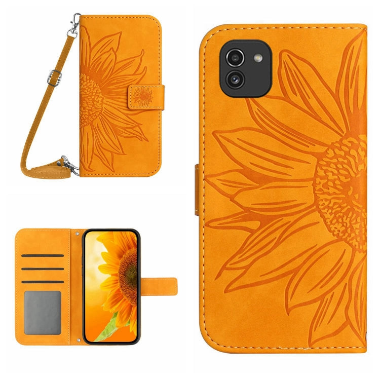 Skin Feel Sun Flower Pattern Flip Leather Phone Case, For Samsung Galaxy A01, For Samsung Galaxy A02S/F02S 164.3mm, For Samsung Galaxy A02 EU Edition/M02, For Samsung Galaxy A03 164mm