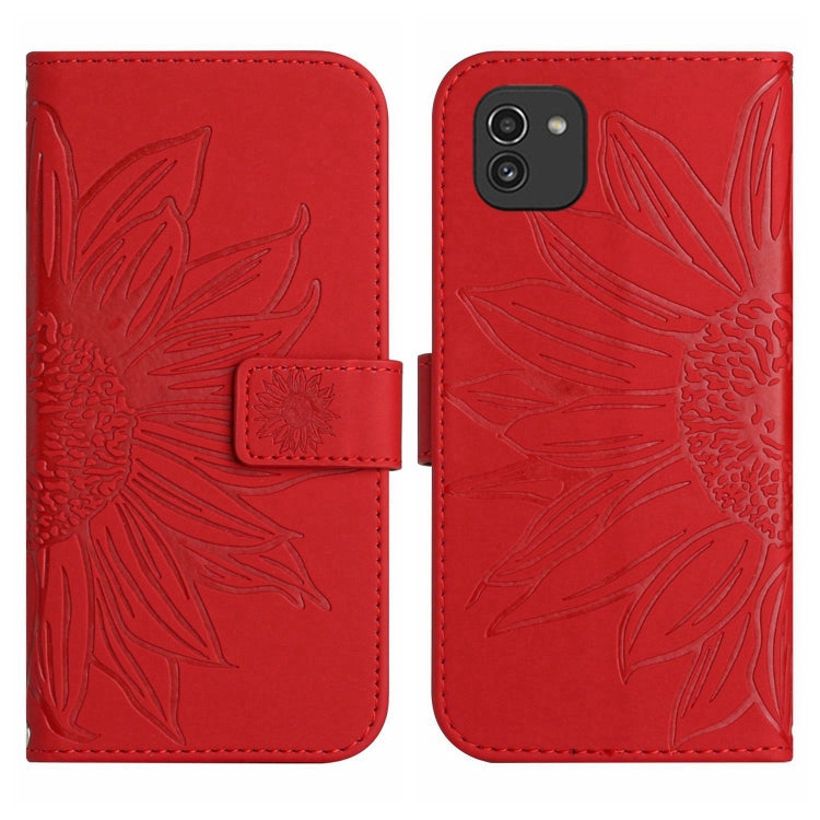 Skin Feel Sun Flower Pattern Flip Leather Phone Case, For Samsung Galaxy A03 166mm, For Samsung Galaxy A03 Core, For Samsung Galaxy A03S 165.85mm, For Samsung Galaxy A03S 166mm