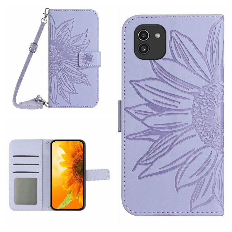 Skin Feel Sun Flower Pattern Flip Leather Phone Case, For Samsung Galaxy A03 166mm, For Samsung Galaxy A03 Core, For Samsung Galaxy A03S 165.85mm, For Samsung Galaxy A03S 166mm