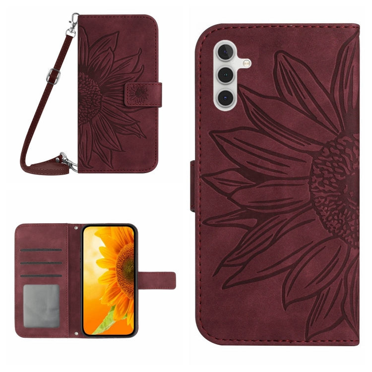 Skin Feel Sun Flower Pattern Flip Leather Phone Case, For Samsung Galaxy A04 4G, For Samsung Galaxy A04S, For Samsung Galaxy A10S/M01S, For Samsung Galaxy A12 4G/A12 5G/M12/F12