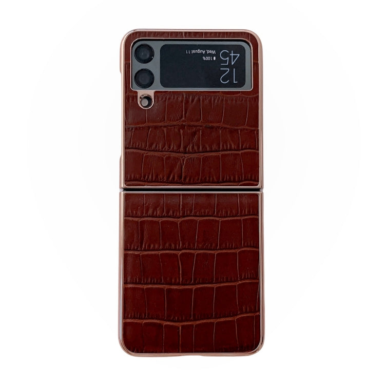 Crocodile Texture Genuine Leather Electroplating Phone Case, For Samsung Galaxy A13 4G, For Samsung Galaxy A23 4G/5G, For Samsung Galaxy A33 5G, For Samsung Galaxy A53 5G, For Samsung Galaxy A73 5G, For Samsung Galaxy Z Flip3 5G������������������������...