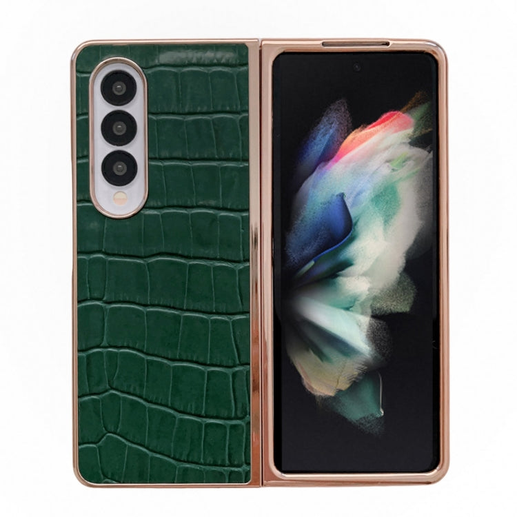 Crocodile Texture Genuine Leather Electroplating Phone Case, For Samsung Galaxy A13 4G, For Samsung Galaxy A23 4G/5G, For Samsung Galaxy A33 5G, For Samsung Galaxy A53 5G, For Samsung Galaxy A73 5G, For Samsung Galaxy Z Flip3 5G������������������������...