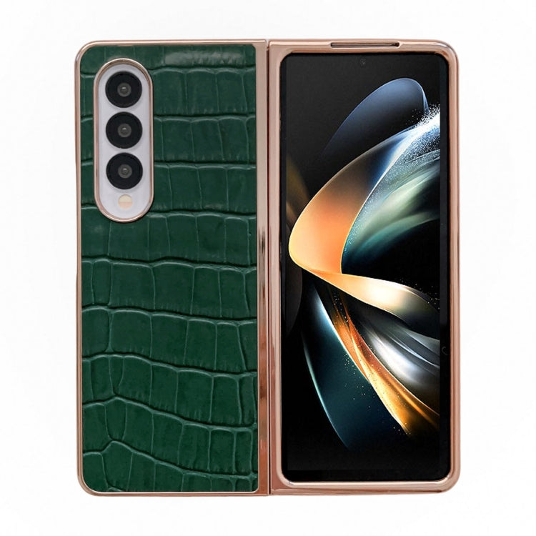 Crocodile Texture Genuine Leather Electroplating Phone Case, For Samsung Galaxy A13 4G, For Samsung Galaxy A23 4G/5G, For Samsung Galaxy A33 5G, For Samsung Galaxy A53 5G, For Samsung Galaxy A73 5G, For Samsung Galaxy Z Flip3 5G������������������������...