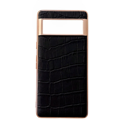 Crocodile Texture Genuine Leather Electroplating Phone Case, For Google Pixel 6 Pro, For Google Pixel 6a