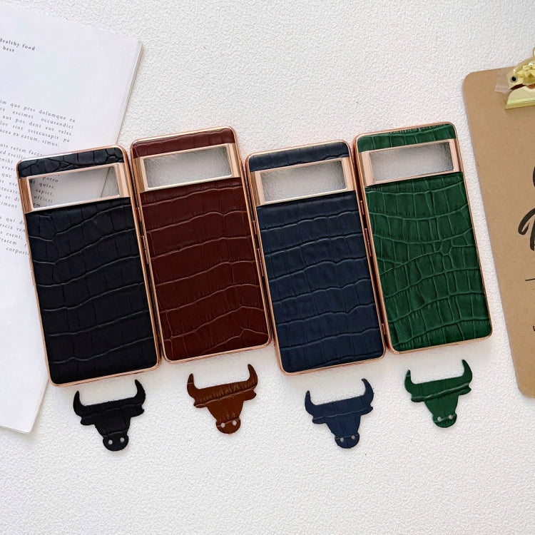 Crocodile Texture Genuine Leather Electroplating Phone Case, For Google Pixel 6 Pro, For Google Pixel 6a
