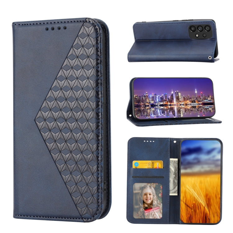 Cubic Grid Calf Texture Magnetic Closure Leather Phone Case, For Samsung Galaxy A23 4G/5G/M13 4G/F23/M23 5G, For Samsung Galaxy A33 5G, For Samsung Galaxy A23e/A23S/A23 5G/A22e, For Samsung Galaxy A14 5G