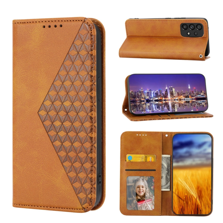 Cubic Grid Calf Texture Magnetic Closure Leather Phone Case, For Samsung Galaxy A23 4G/5G/M13 4G/F23/M23 5G, For Samsung Galaxy A33 5G, For Samsung Galaxy A23e/A23S/A23 5G/A22e, For Samsung Galaxy A14 5G