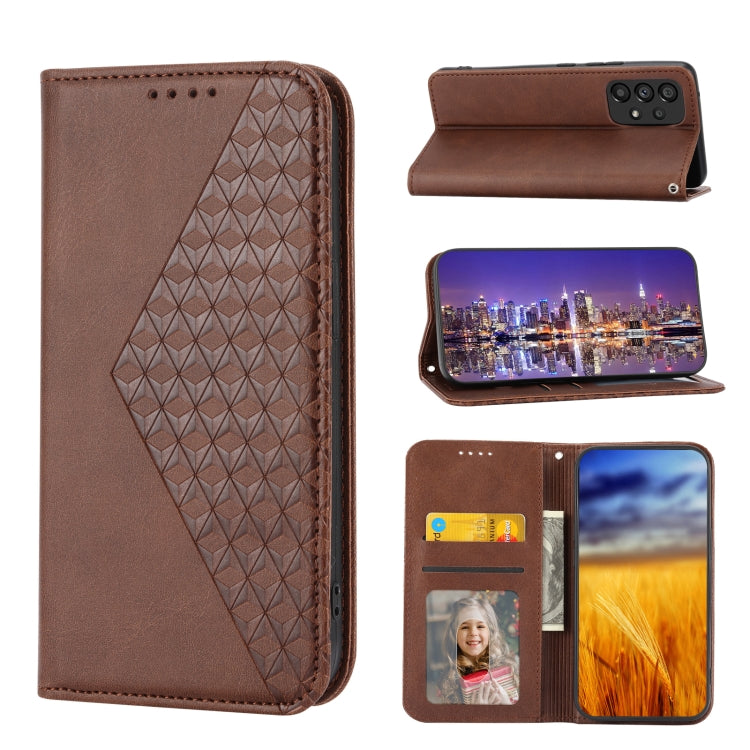 Cubic Grid Calf Texture Magnetic Closure Leather Phone Case, For Samsung Galaxy A23 4G/5G/M13 4G/F23/M23 5G, For Samsung Galaxy A33 5G, For Samsung Galaxy A23e/A23S/A23 5G/A22e, For Samsung Galaxy A14 5G