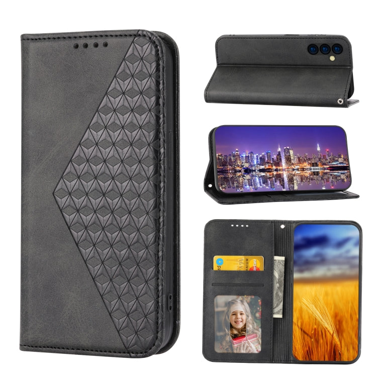Cubic Grid Calf Texture Magnetic Closure Leather Phone Case, For Samsung Galaxy A23 4G/5G/M13 4G/F23/M23 5G, For Samsung Galaxy A33 5G, For Samsung Galaxy A23e/A23S/A23 5G/A22e, For Samsung Galaxy A14 5G