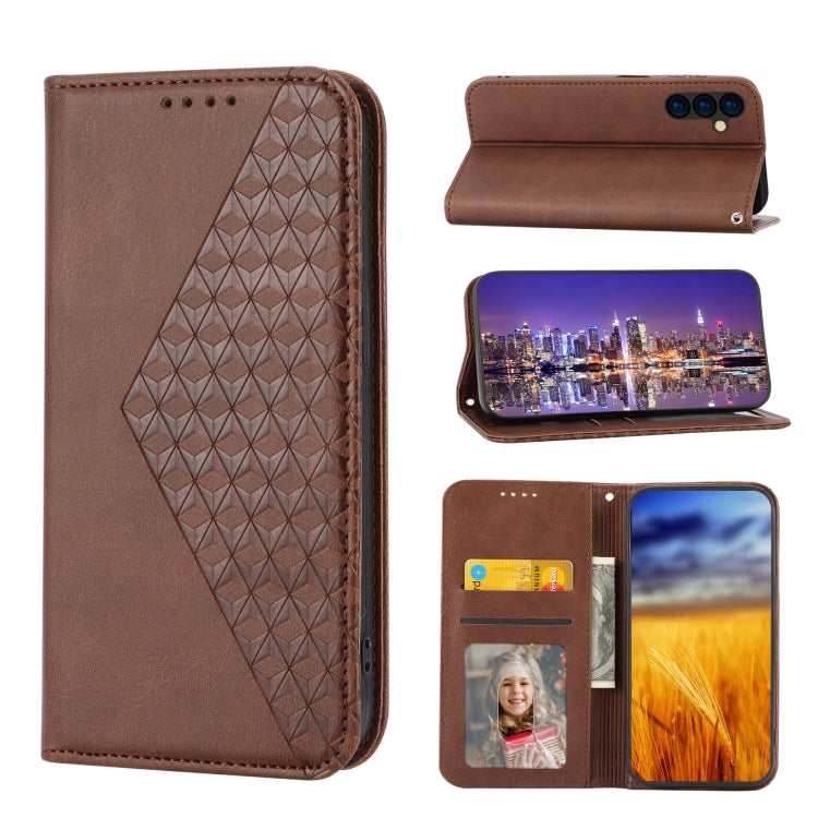 Cubic Grid Calf Texture Magnetic Closure Leather Phone Case, For Samsung Galaxy A23 4G/5G/M13 4G/F23/M23 5G, For Samsung Galaxy A33 5G, For Samsung Galaxy A23e/A23S/A23 5G/A22e, For Samsung Galaxy A14 5G