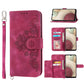 Skin-feel Flowers Embossed Wallet Leather Phone Case