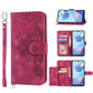 Skin-feel Flowers Embossed Wallet Leather Phone Case