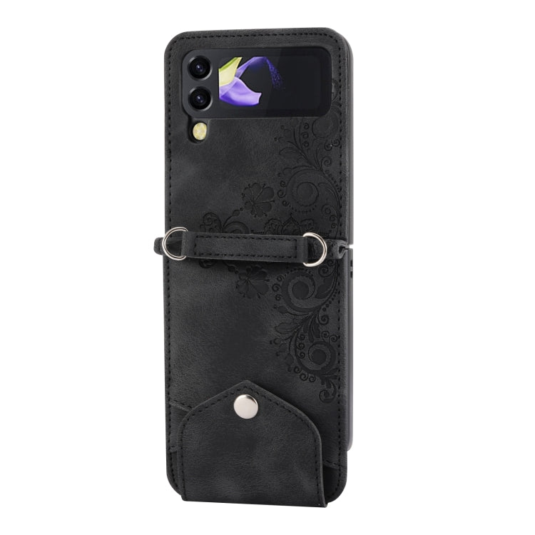 Skin-feel Flowers Embossed Wallet Leather Phone Case