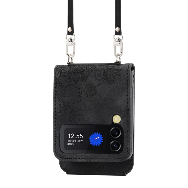 Skin-feel Flowers Embossed Wallet Leather Phone Case