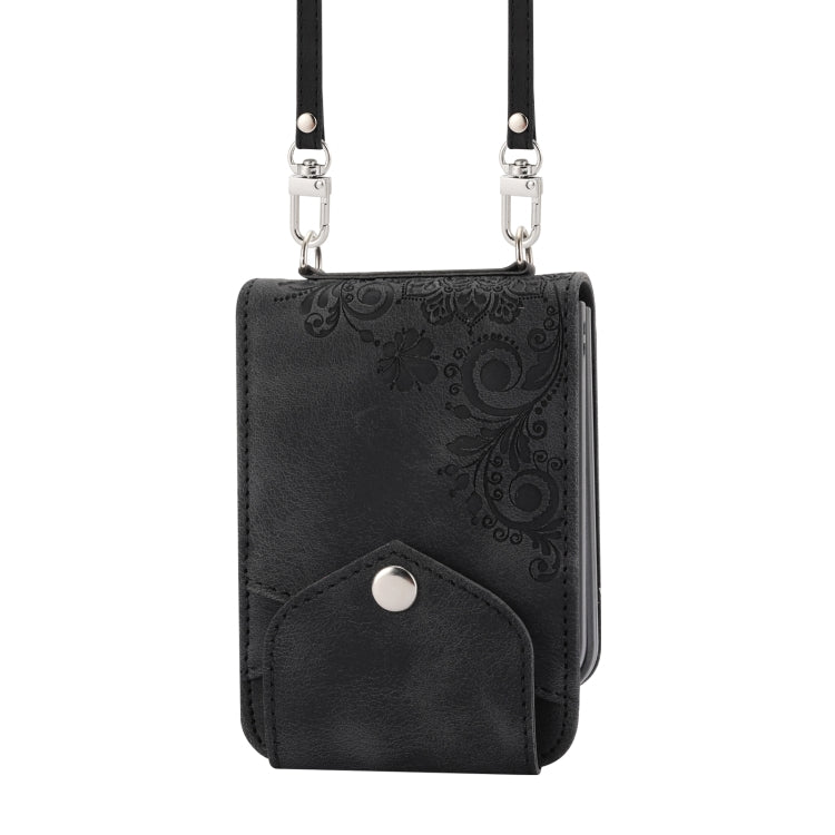 Skin-feel Flowers Embossed Wallet Leather Phone Case