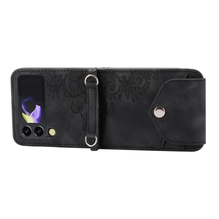 Skin-feel Flowers Embossed Wallet Leather Phone Case