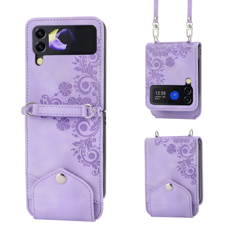Skin-feel Flowers Embossed Wallet Leather Phone Case