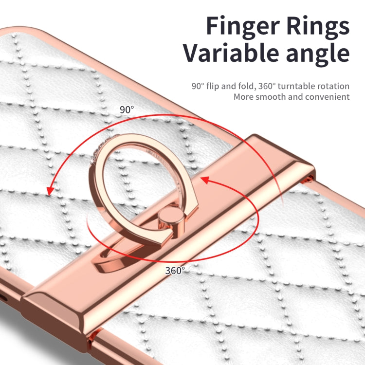 Grid Leather Pattern Electroplating Frame Folding Phone Case, For Huawei P50 Pocket, For Samsung Galaxy Z Flip3 5G, For Samsung Galaxy Z Flip4