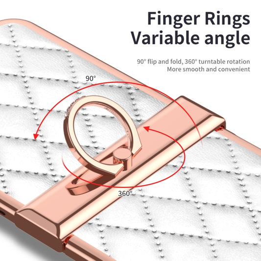 Grid Leather Pattern Electroplating Frame Folding Phone Case, For Huawei P50 Pocket, For Samsung Galaxy Z Flip3 5G, For Samsung Galaxy Z Flip4