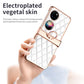 Grid Leather Pattern Electroplating Frame Folding Phone Case, For Huawei P50 Pocket, For Samsung Galaxy Z Flip3 5G, For Samsung Galaxy Z Flip4
