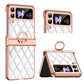 Grid Leather Pattern Electroplating Frame Folding Phone Case, For Huawei P50 Pocket, For Samsung Galaxy Z Flip3 5G, For Samsung Galaxy Z Flip4