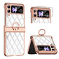Grid Leather Pattern Electroplating Frame Folding Phone Case, For Huawei P50 Pocket, For Samsung Galaxy Z Flip3 5G, For Samsung Galaxy Z Flip4