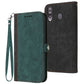 Side Buckle Double Fold Hand Strap Leather Phone Case