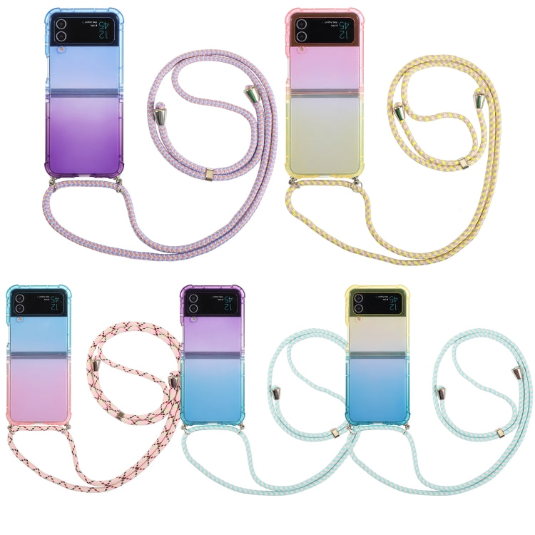 Gradient Color Shockproof Phone Case with Lanyard