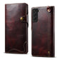 Denior Oil Wax Cowhide Magnetic Button Genuine Leather Case
