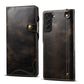Denior Oil Wax Cowhide Magnetic Button Genuine Leather Case