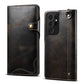 Denior Oil Wax Cowhide Magnetic Button Genuine Leather Case