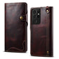 Denior Oil Wax Cowhide Magnetic Button Genuine Leather Case