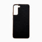Nano Electroplating Cross Texture Genuine Leather Phone Case