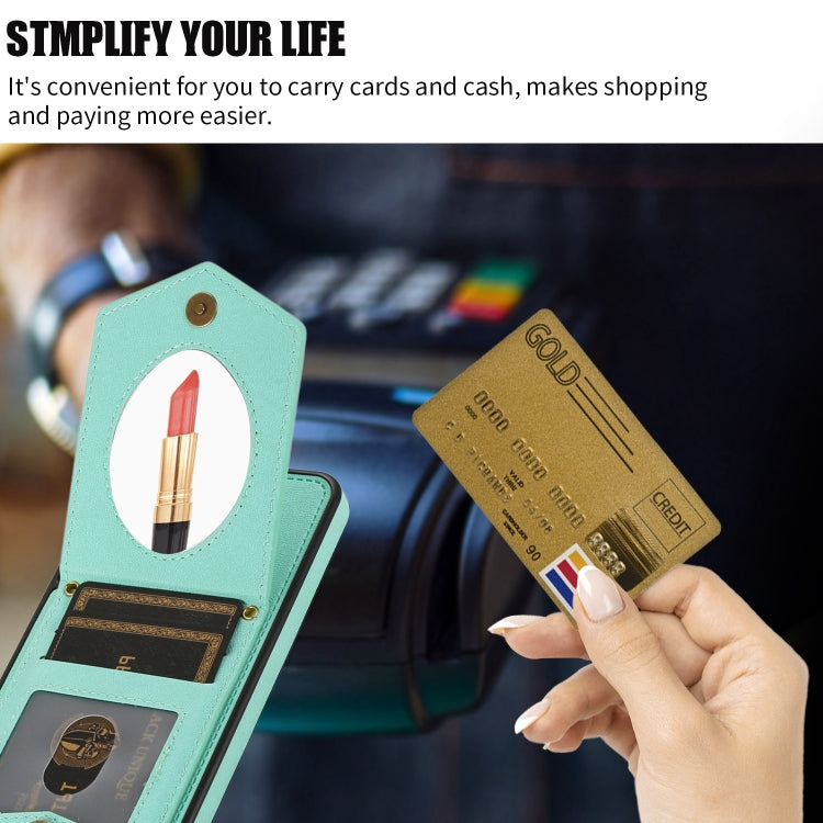 Rhombic Texture RFID Phone Case with Lanyard & Mirror