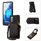 Rhombic Texture RFID Phone Case with Lanyard & Mirror