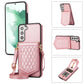 Rhombic Texture RFID Phone Case with Lanyard & Mirror